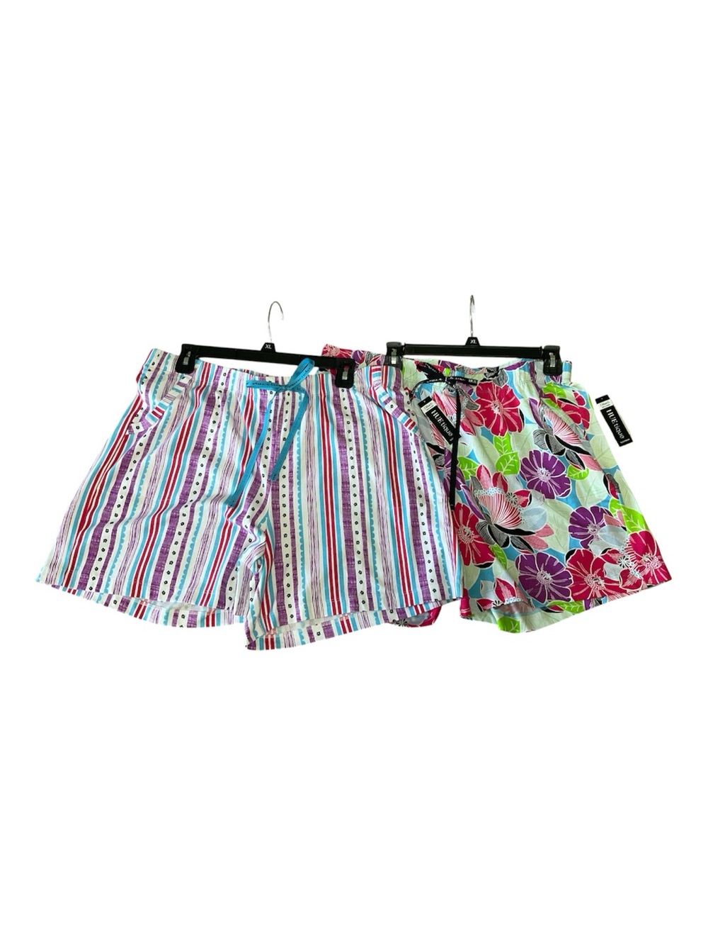 LOT OF 2 HUEtique Striped & Floral Pajama Sleep Shorts NWT Size XL